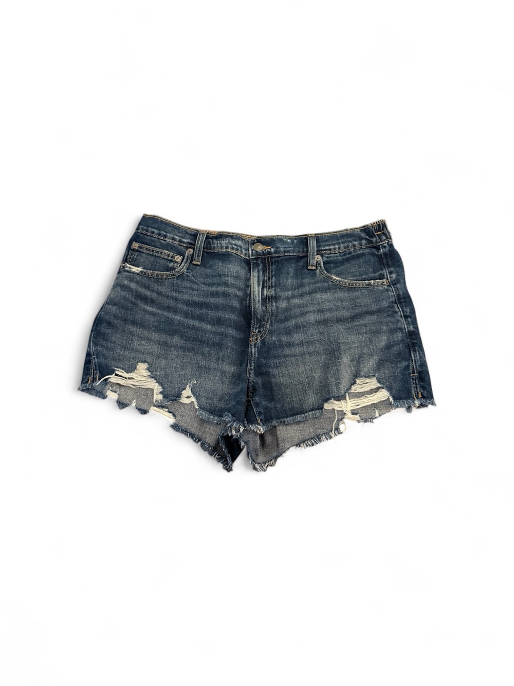 aerie Dark Blue Distressed Denim Cutoff Shorts